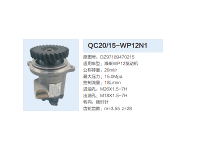 QC20/15-WP12N1,齒輪泵,濟(jì)南泉達(dá)汽配有限公司