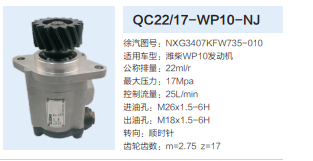 QC22/17-WP10-NJ,轉向助力泵,濟南泉達汽配有限公司