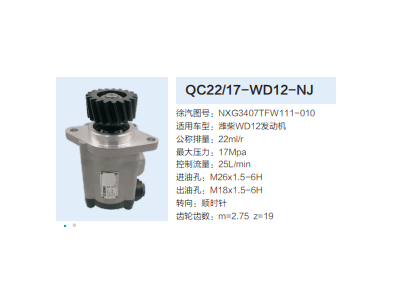 QC22/17-WD12-NJ,轉(zhuǎn)向助力泵,濟(jì)南泉達(dá)汽配有限公司